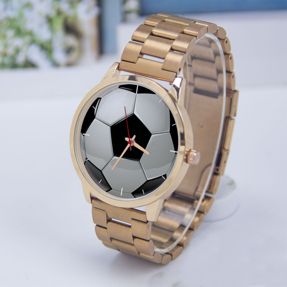 Ladies Fashion Watch - Futebol design fãs prata homem relógio