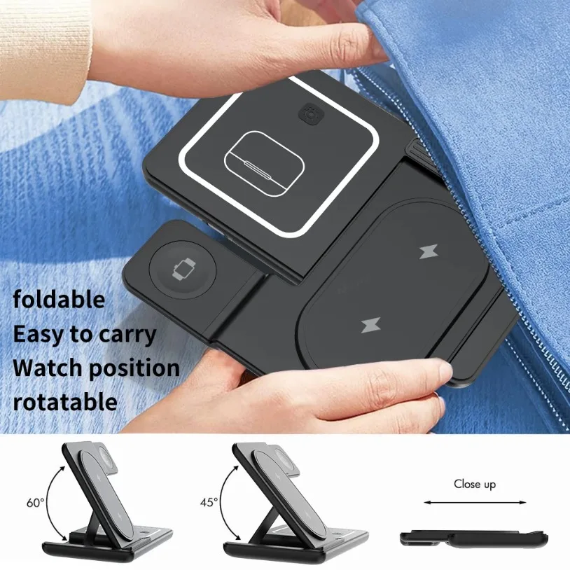 3 em 1 dobrável carregador sem - Smartwatch Watches Compatible With Iphone avaliação e preço
