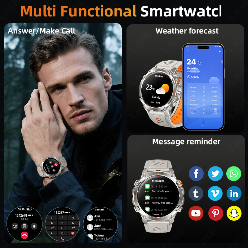Lige robusto gps pista relógio - Smartwatch Watches For Men avaliação e preço