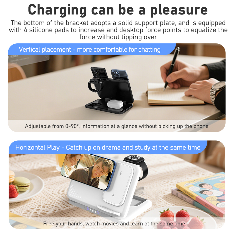 4 em 1 telefone duplo carregad - Smartwatch Watches Compatible With Iphone avaliação e preço