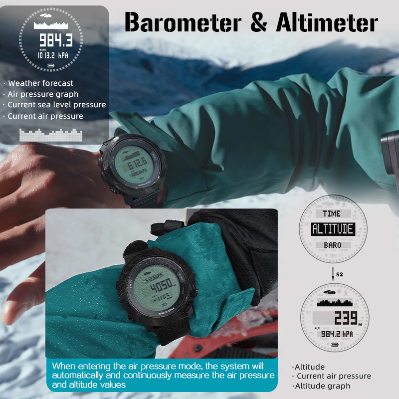 Relógio Digital Masculino NORT - Altimeter Compass Watch avaliação e preço